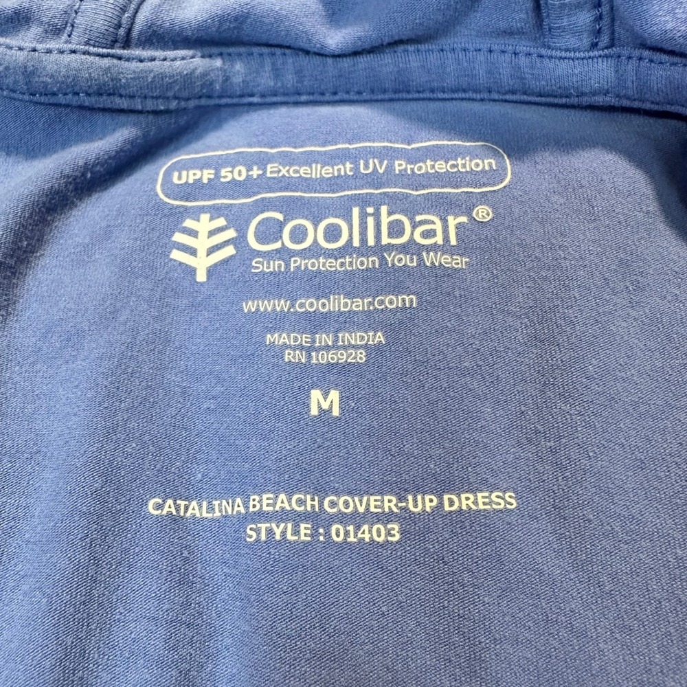 Coolibar Catalina Beach Cover-Up Dress Women Medium Blue Sun Protective Coastal - Picture 3 of 11